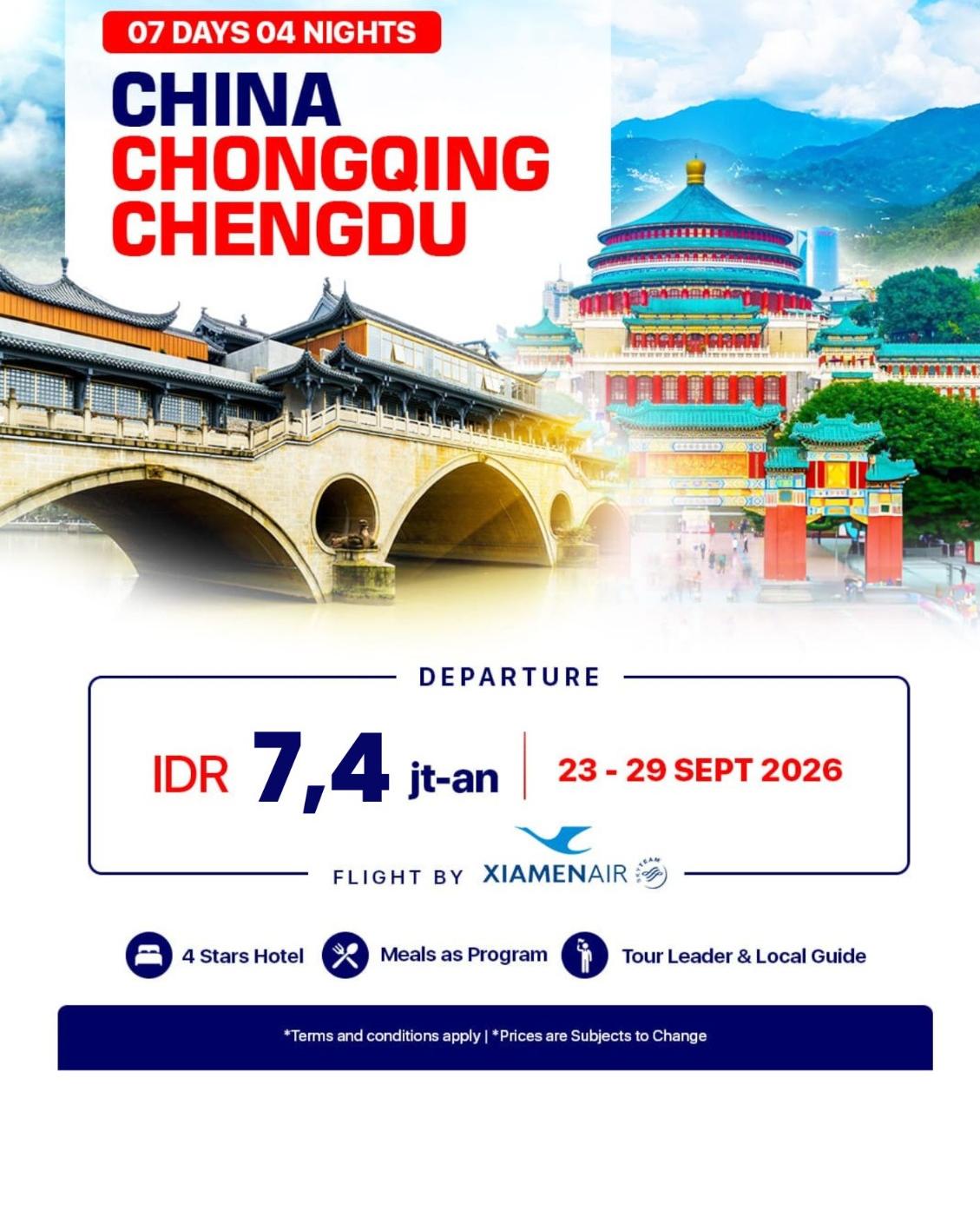Paket Wisata China 2026: Chongqing & Chengdu 7 Hari 4 Malam