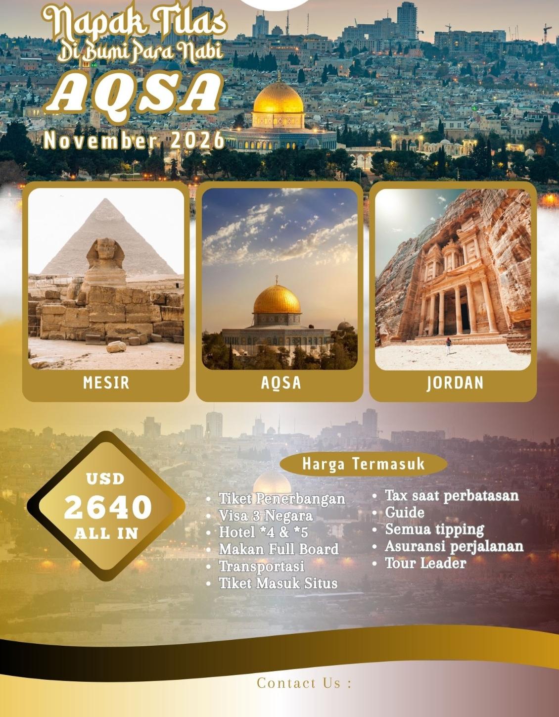 Paket Al Aqsa 2026: Wisata Religi Palestina, Mesir & Jordan