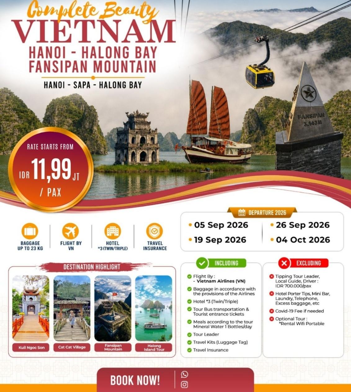 Paket Wisata Vietnam 2026: Hanoi, Sapa, Fansipan & Halong Bay 7 Hari