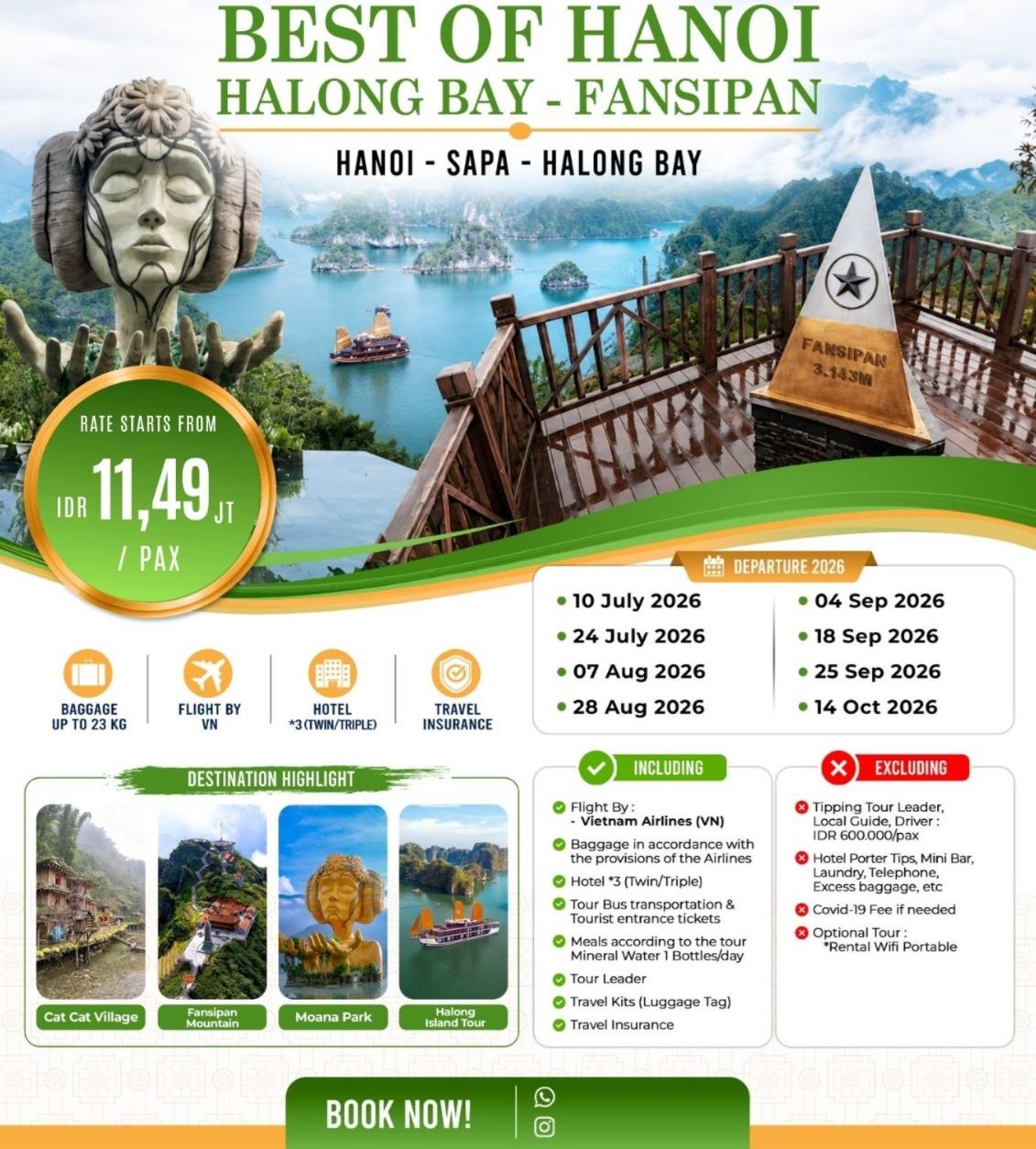 Paket Tour Hanoi 2026 | Sapa, Moana Park & Cat Cat Village