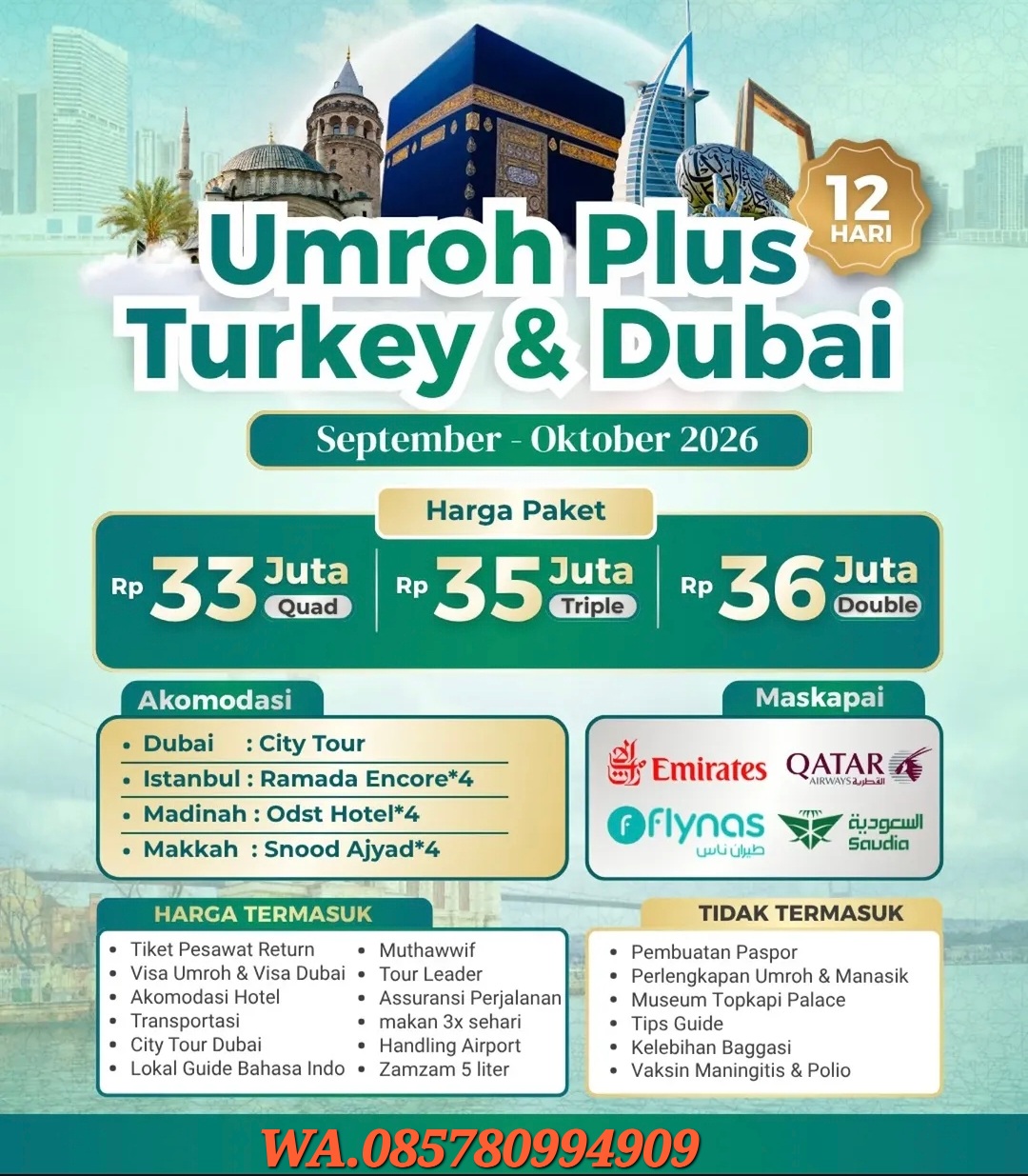 Umroh Plus Turki dan Dubai 2026 12 Hari