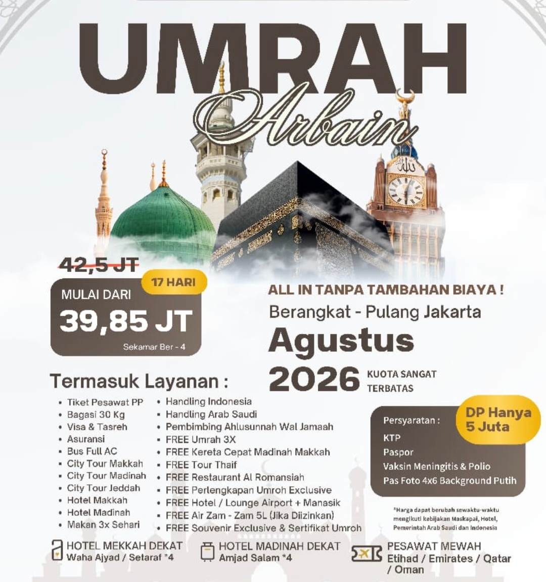 Paket Umroh Agustus 2026 17 Hari